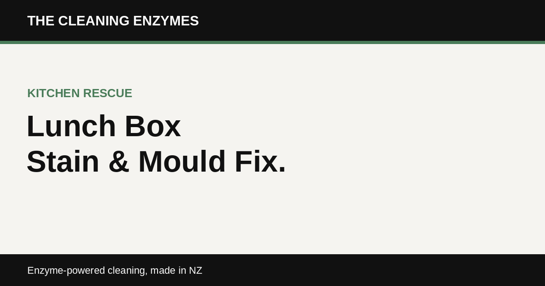The Cleaning Enzymes banner: lunch box stain and mould fix