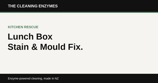 The Cleaning Enzymes banner: lunch box stain and mould fix