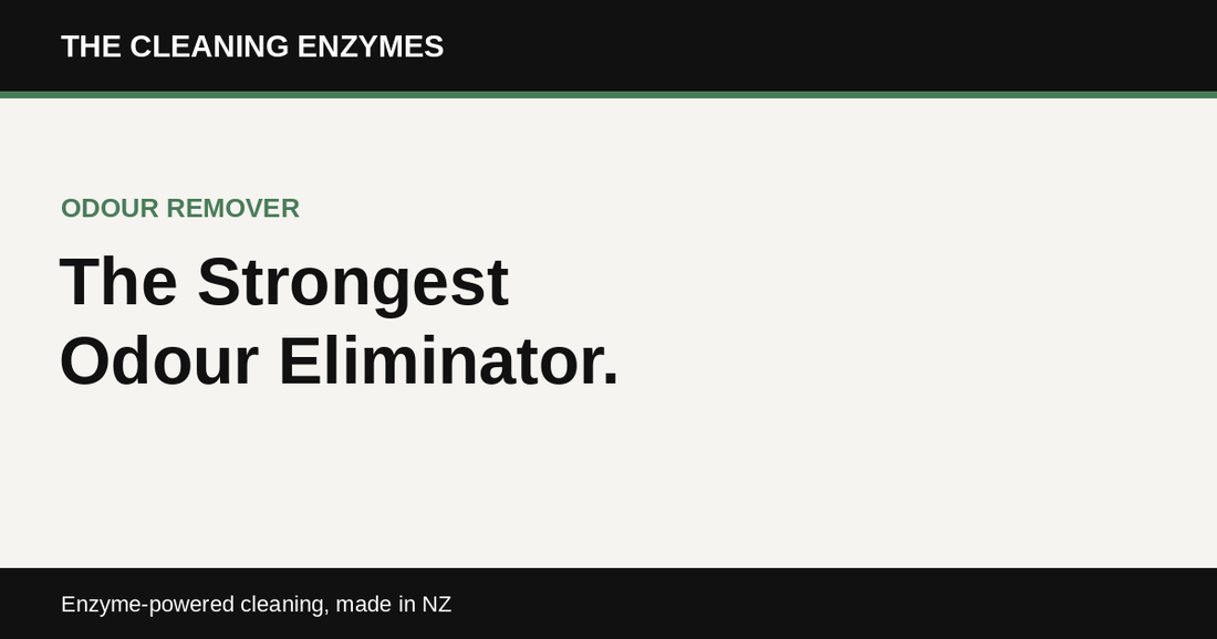 The Cleaning Enzymes banner: the strongest odour eliminator