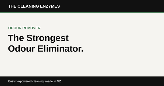 The Cleaning Enzymes banner: the strongest odour eliminator